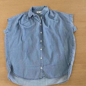 Women's Madewell Size XXS Central Shirt Roberta Indigo Chambray Oversized Cotton